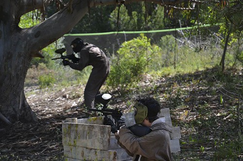 2 boys doing Paintball in Albufeira