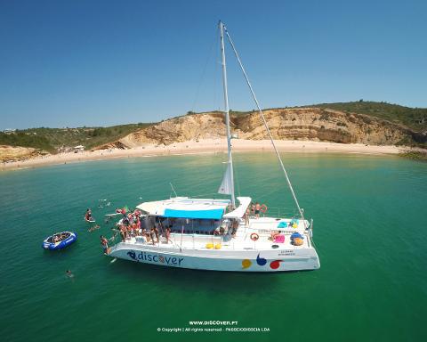 Catamaran Discover exploring the Lagos Coast