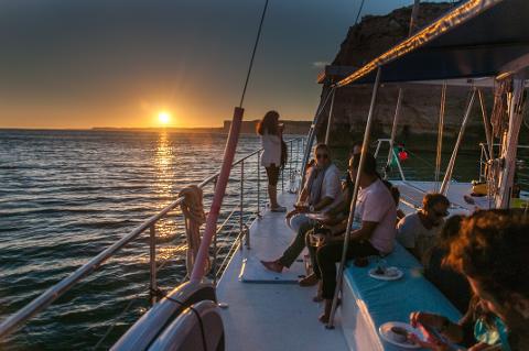 Wine tasting during the Lagos Sunset Cruise
