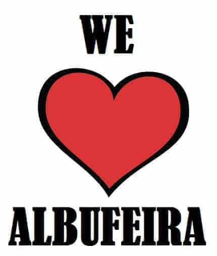 we love albufeira graphic with heart symbol